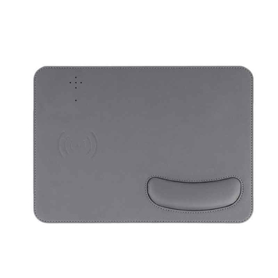 Custom Logo PU Leather Mouse Pad Wireless Charger With Wrist Rest